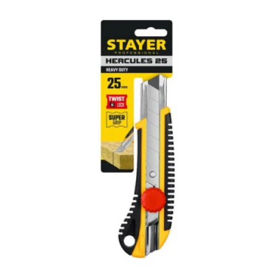 Нож STAYER HERCULES-25мм с винтовым фиксатором 09141_z01